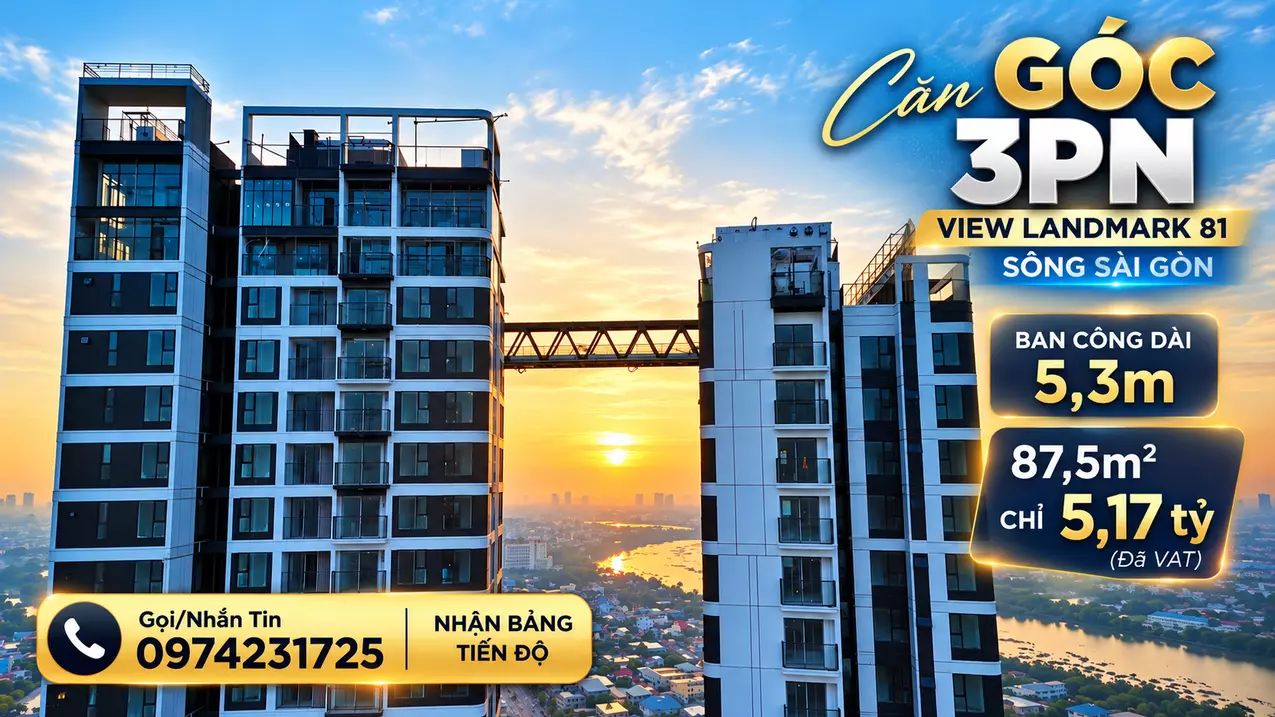 Căn Góc 3PN Giá Rẻ Nhì The Emerald 68 - Ban Công Dài 5,3m Với View Landmark 81, Sông Sài Gòn-anh-1