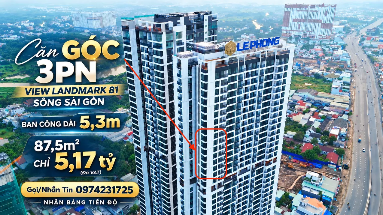 Căn Góc 3PN Giá Rẻ Nhì The Emerald 68 - Ban Công Dài 5,3m Với View Landmark 81, Sông Sài Gòn-anh-2