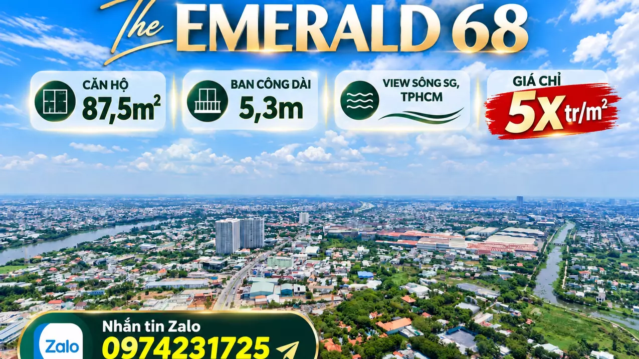 View Sông Sài Gòn, Ban Công 5,3M - Căn 87,5M² Tại The Emerald 68 Chỉ 5X Triệu/M²-anh-2