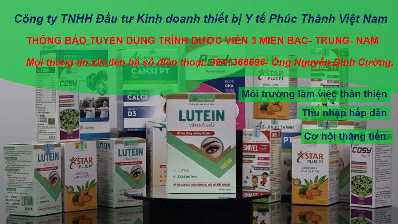 THÔNG BÁO TUYỂN DỤNG TRÌNH DƯỢC VIÊN 3 miền BẮC- TRUNG- NAM